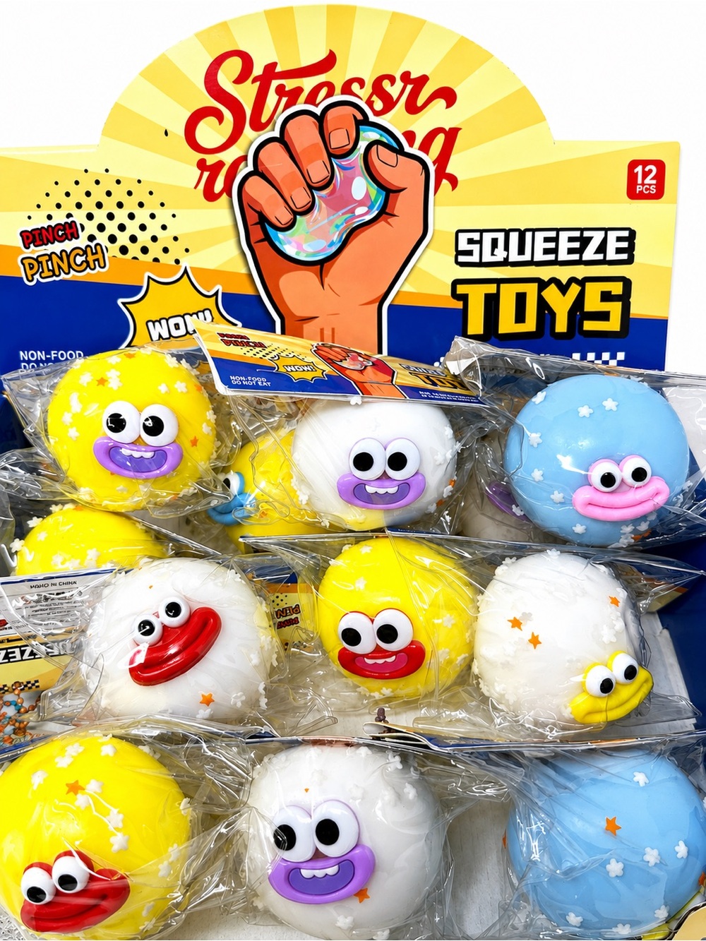 NEW 1x Mini Smusher Face Ball Squishy Squeeze Toy RANDOM COLOR